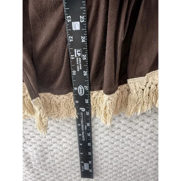 Judith March Cardigan Women Large Brown Faux Suede Embroidered Boho Bell Sleeve - Picture 5 of 6